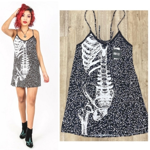 ☮️SOLD!☮️NWT! Iron Fist Death Breath Black Slip Dress. Size 2XL - Picture 3 of 11